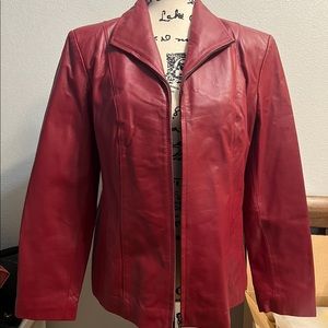 East 5th Genuine Leather Red Coat.  Size Petite Medium.  Like New!